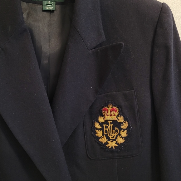 Vintage Ralph Lauren Wool Double Breasted Navy Blazer with Gold Buttons - Picture 2 of 6